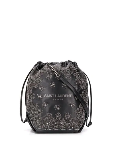 Shop Saint Laurent Teddy Embellished Pouch In Black