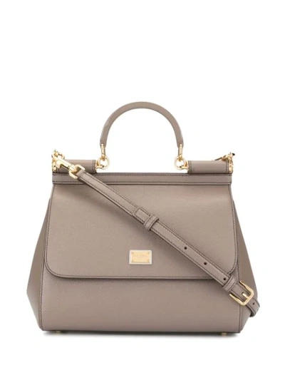 Shop Dolce & Gabbana Top Handle Shoulder Bag In Grey