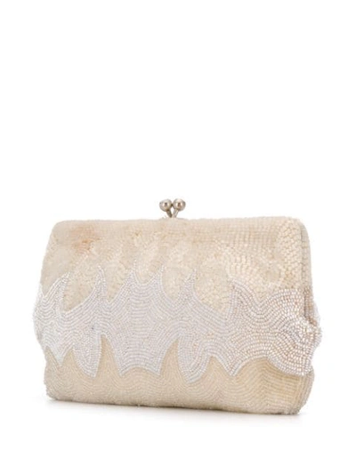 Shop Gucci 1960's Bead Embroidery Clutch - White