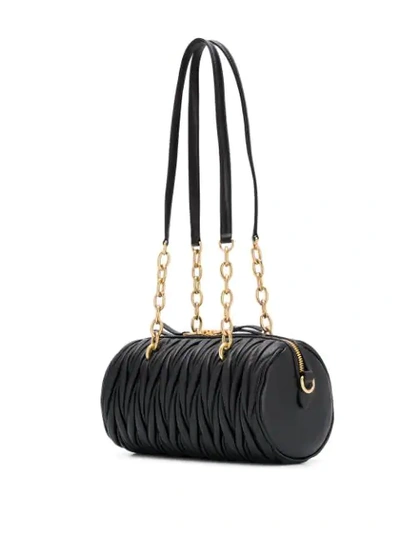 Shop Miu Miu Logo Matelassé Bag - Black