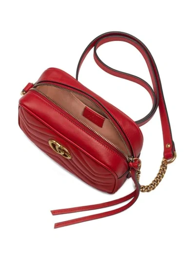 Shop Gucci Gg Marmont Matelassé Mini Bag In Red