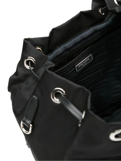 Shop Prada Black Stud Embellished Nylon Backpack