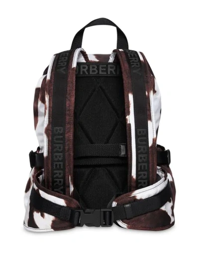 Shop Burberry Cow Print Nylon Backpack In Brown