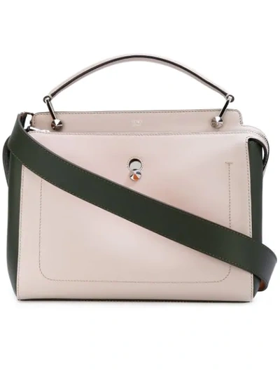 Shop Fendi Color Block Dotcom Tote In Neutrals