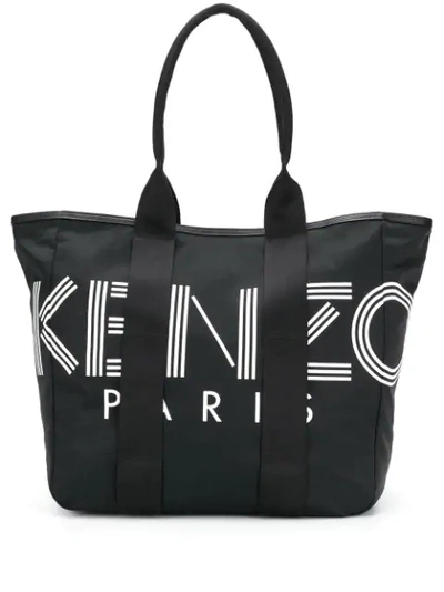Shop Kenzo Logo Print Shopper Tote In Black