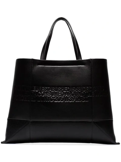 Shop Calvin Klein 205w39nyc Black Geometric Embossed Leather Tote