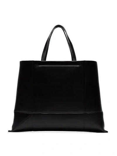 Shop Calvin Klein 205w39nyc Black Geometric Embossed Leather Tote