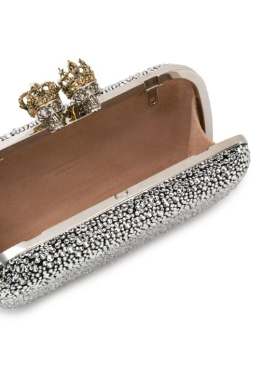 Shop Alexander Mcqueen King Queen Box Clutch In Silver