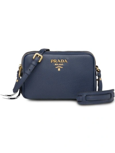 Shop Prada Calf Leather Shoulder Bag In Blue