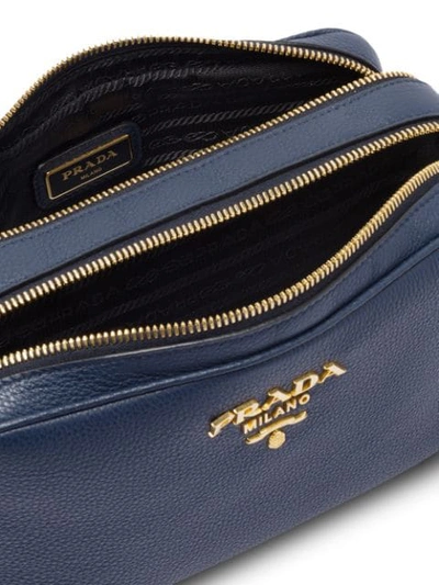 Shop Prada Calf Leather Shoulder Bag In Blue