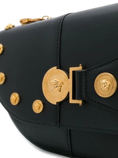 Shop Versace Studded Medusa Shoulder Bag In Black