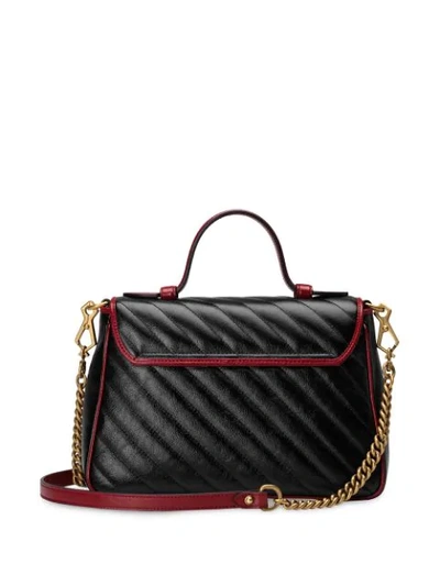 Shop Gucci Gg Marmont Small Top Handle Bag In Black