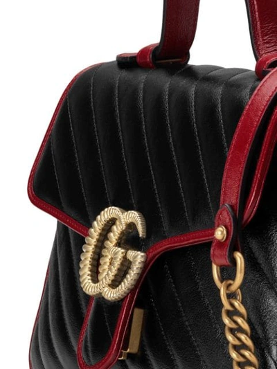 Shop Gucci Gg Marmont Small Top Handle Bag In Black