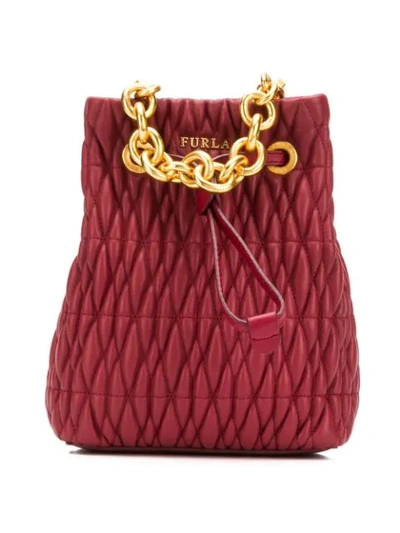 Shop Furla Stasy Cometa Nappa Quilted Bag In Red