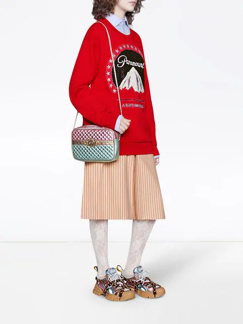 gucci laminated leather shoulder bag