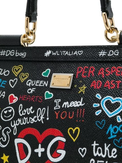 Shop Dolce & Gabbana Small Sicily Mural Print Shoulder Bag In Black