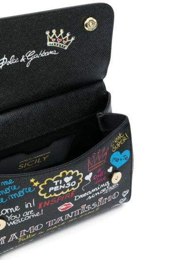 Shop Dolce & Gabbana Small Sicily Mural Print Shoulder Bag In Black