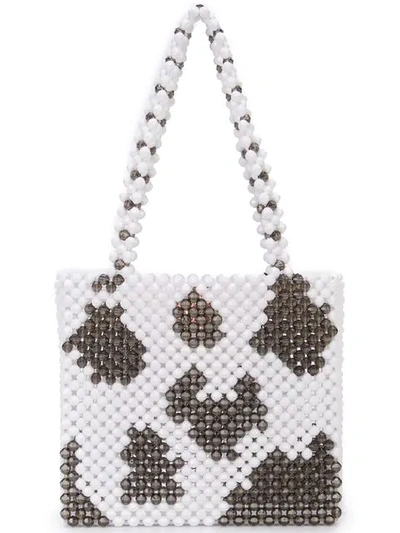 Shop Susan Alexandra Cow Pattern Beaded Tote In White