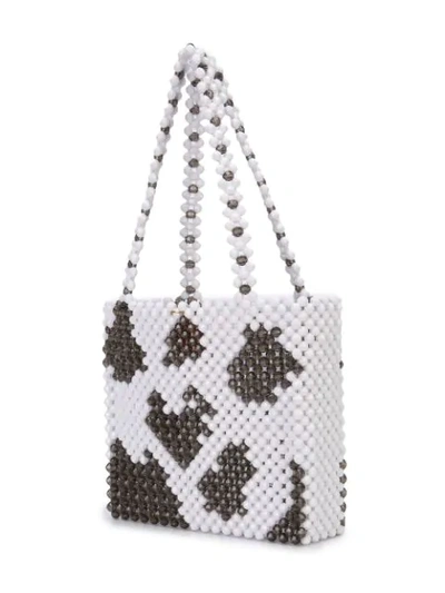 Shop Susan Alexandra Cow Pattern Beaded Tote In White