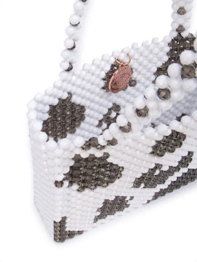 Shop Susan Alexandra Cow Pattern Beaded Tote In White