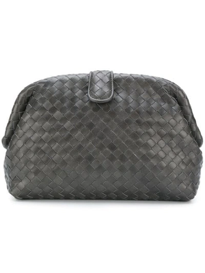 Shop Bottega Veneta Woven Effect Clutch In Grey