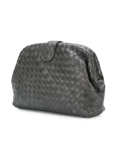 Shop Bottega Veneta Woven Effect Clutch In Grey