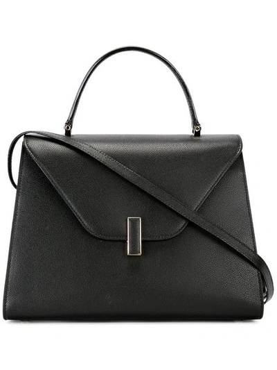 Shop Valextra Iside Leather Tote Bag In Black