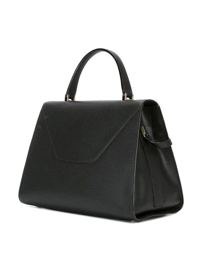 Shop Valextra Iside Leather Tote Bag In Black