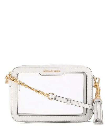 Shop Michael Michael Kors White Leather Trim Crossbody Bag - Neutrals