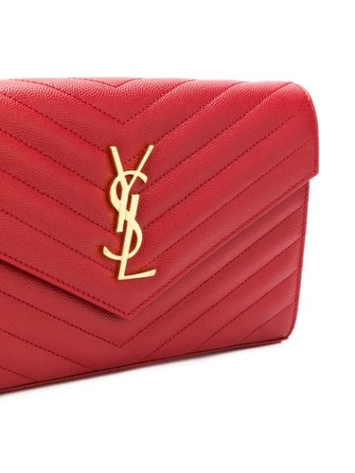 Shop Saint Laurent Envelope Chain Shoulder Bag In Red