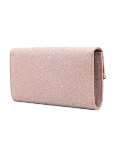 Shop Jimmy Choo Pink Emmie Glitter Fabric Clutch Bag