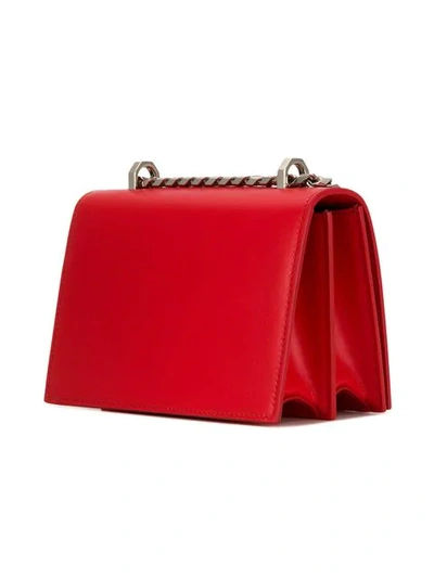 Shop Alexander Mcqueen Small Jewelled Satchel Bag In Red