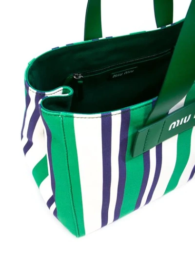 MIU MIU 条纹托特包 - 绿色