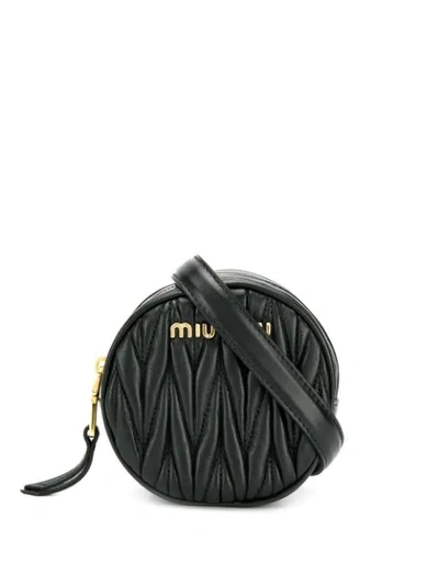 Shop Miu Miu Round Matelassé Belt Bag In F0002 Nero
