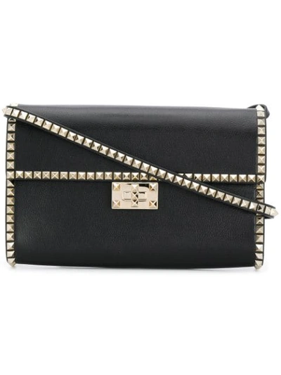 Shop Valentino Garavani Rockstud Trim Shoulder Bag In Black