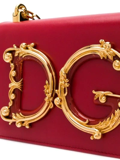 Dolce & Gabbana Foldover Logo Shoulder Bag In Red