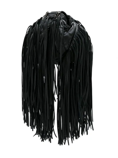 Shop Andrea Bogosian Fringed Leather Bag In Black
