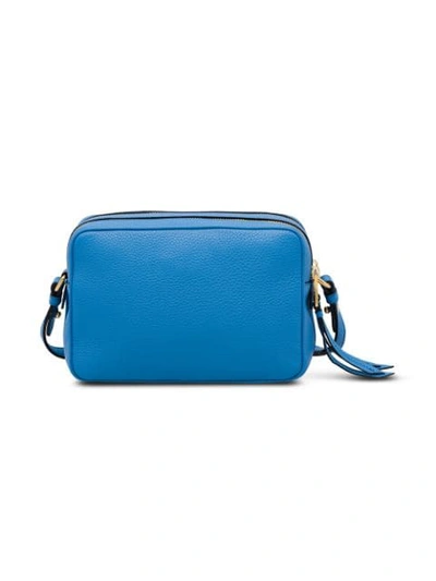 Shop Prada Logo Zipped Shoulder Bag In Blue