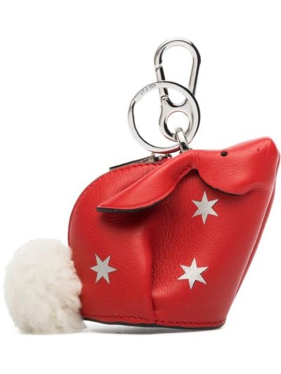 Shop Loewe Red Bunny Star Leather And Shearling Tail Bag Charm