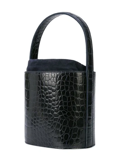 Shop Staud Crocodile Texture Bisset Crossbody Bag In Blue