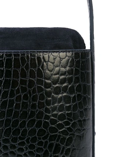 Shop Staud Crocodile Texture Bisset Crossbody Bag In Blue