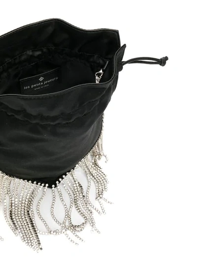 Shop Les Petits Joueurs Fringy Crystal Crossbody Bag In Black