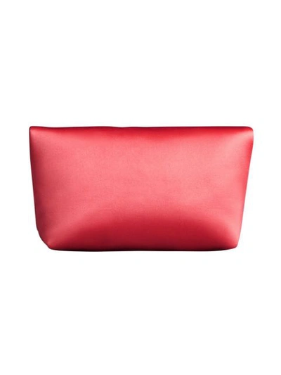 Shop Burberry The Small Pin Clutch In Satin - Red