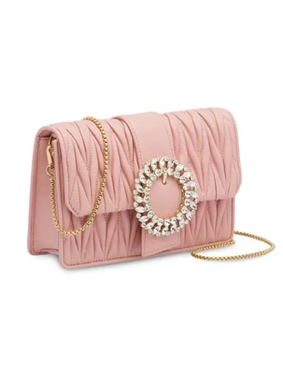Shop Miu Miu My Miu Leather Bag In Pink