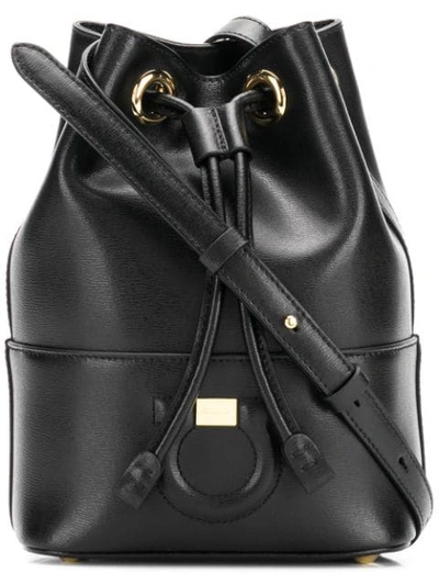 Shop Ferragamo City Bucket Bag In Black