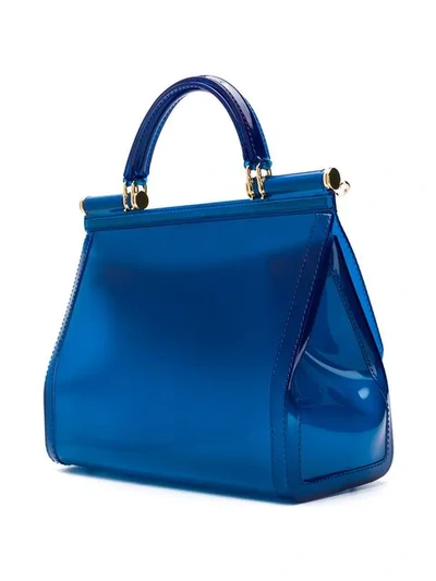 Shop Dolce & Gabbana Semi-transparent Sicily Tote In Blue