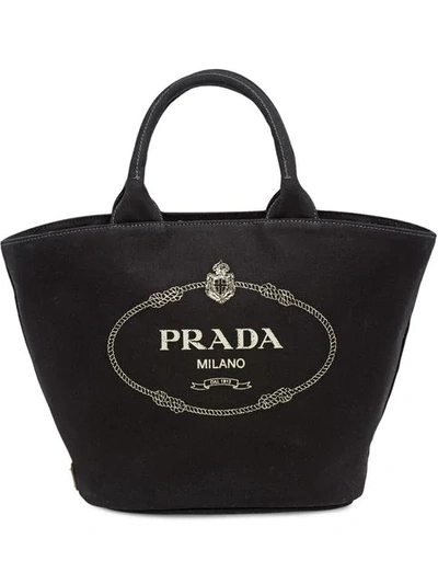 Shop Prada Vintage Logo Shopper Bag In Black