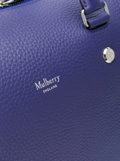 Shop Mulberry City Weekender Heavy Grain Luggage Bag In Blue