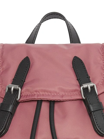 Shop Burberry The Small Crossbody Rucksack In Puffer Nylon In Pink