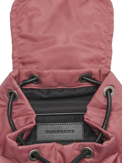 Shop Burberry The Small Crossbody Rucksack In Puffer Nylon In Pink